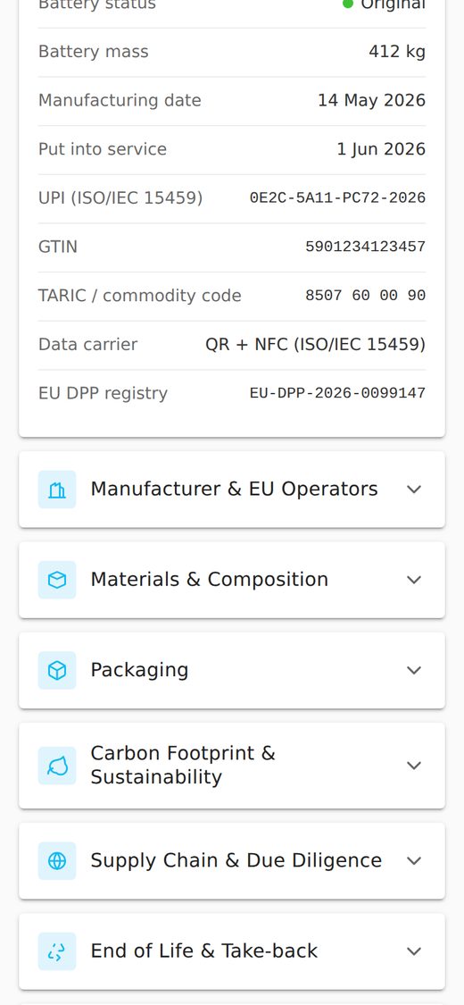 Battery DPP landing page template — example view 2